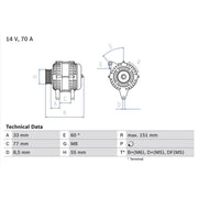 Bosch Car Alternator 12V