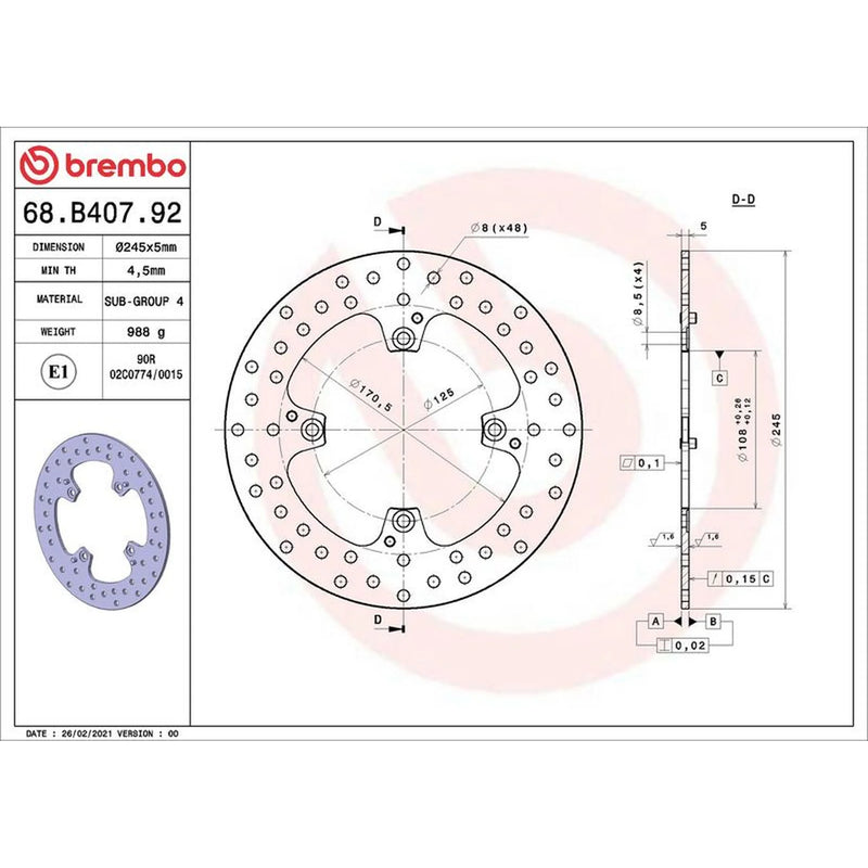 Brembo Front Floating Brake Disc & Rear Floating Brake Disc Brak fits Ducati 848