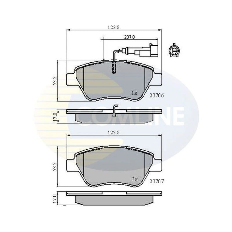 Comline 4 x Front Brake Pad Set fits Abarth 500C / 595C / 695C 2008 on 1.4
