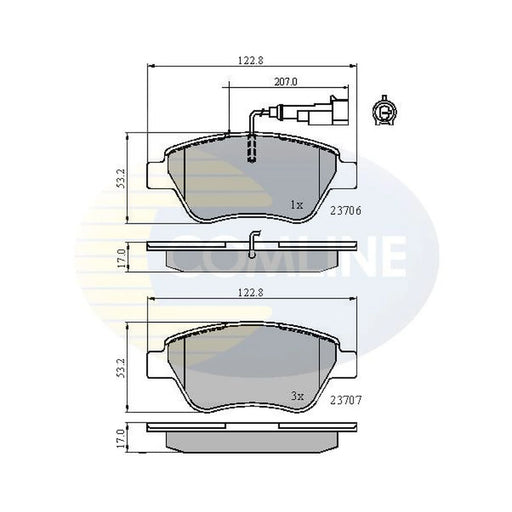 Comline Front Solid & Rear Solid Brake Discs & Pads fits Fiat Punto 2012 on 0.9