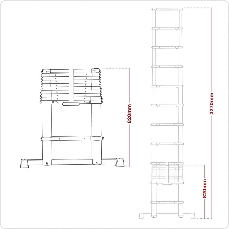 Sealey Telescopic Ladder 11-Tread Aluminium - BS EN 131 ATL11 Sealey - Dynamic Drive