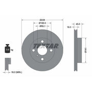Textar 2 x Vented Front Brake Discs 92103603