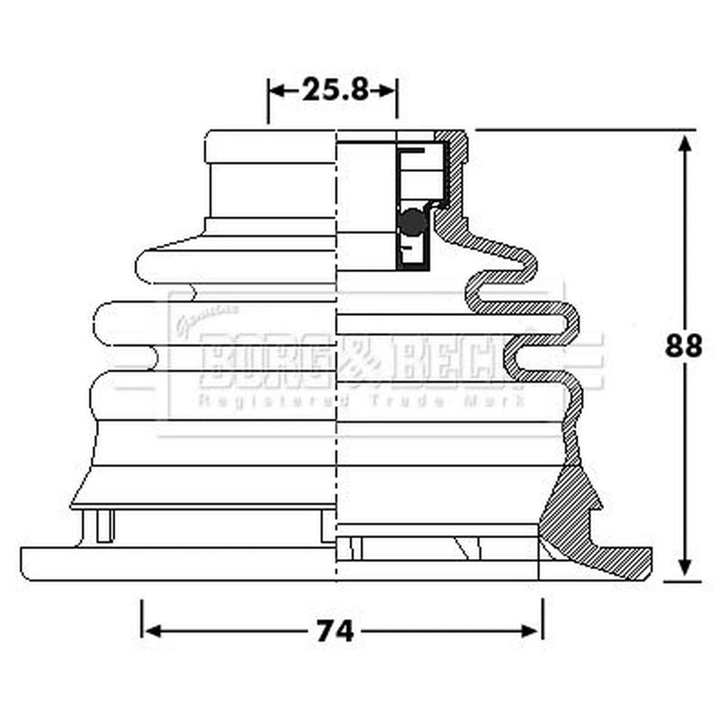Borg & Beck Drive Shaft Bellow Kit transmission sided BCB6209