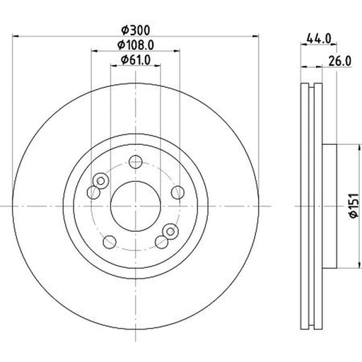 Mintex 2 x Externally Vented Brake Discs fits Renault Scénic I 2000-2003 1.9 2.0