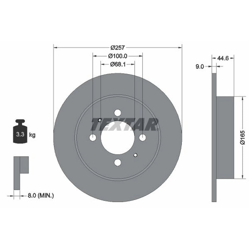 Textar 2 x Solid Brake Discs 92079900