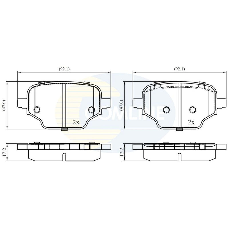 Comline 4 x Rear Brake Pad Set fits Citroën Berlingo 2018-2019 1.2 1.5