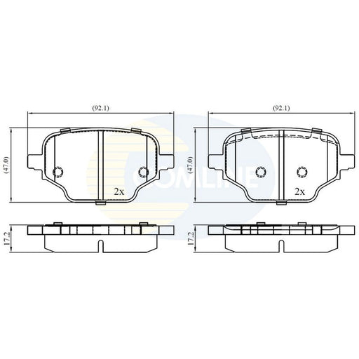 Comline 4 x Rear Brake Pad Set fits Citroën Berlingo 2018-2019 1.2 1.5