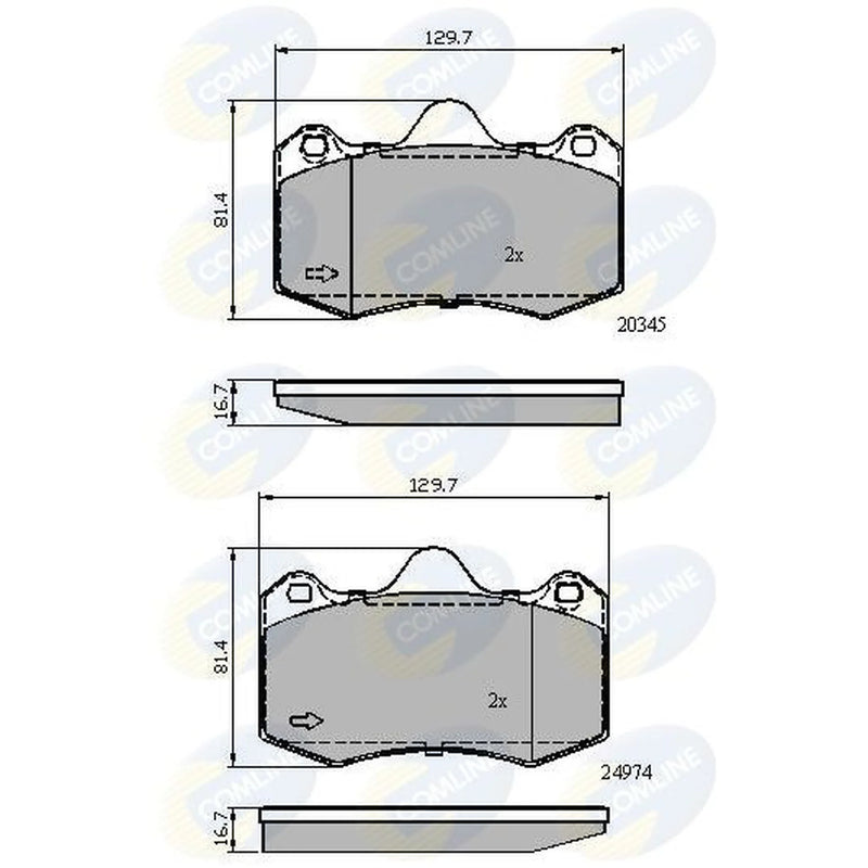 Comline 4 x Front Brake Pad Set fits Lotus Evora 2009-2017 3.5