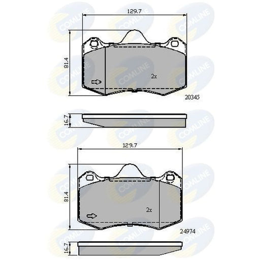 Comline 4 x Front Brake Pad Set fits Lotus Evora 2009-2017 3.5