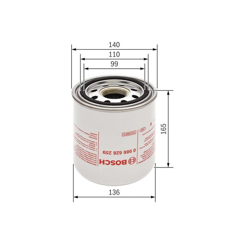 Bosch Cv Air Filter (A Dryer) Z8259 (Hgv) 0 986 628 259