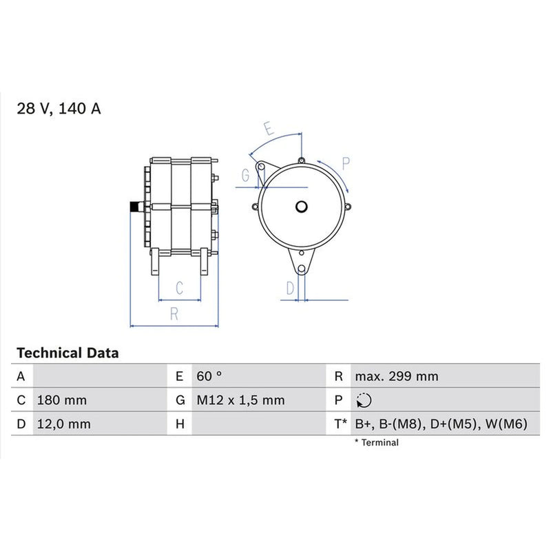 Bosch Car Alternator 12V fits Scania 4 - Series 1996-2008