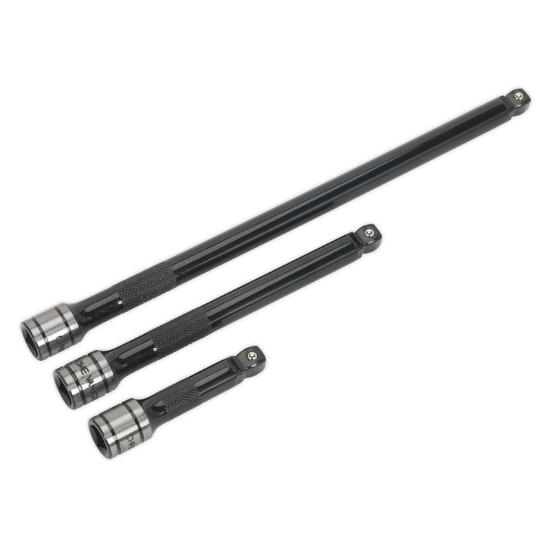 Sealey Wobble/Rigid Extension Bar Set 3pc 3/8"Sq Drive Black Series AK7691 Sealey - Dynamic Drive