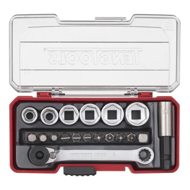 Teng Tools 1/4" Socket Set 6 pt With Belt Clip 19 Pieces Teng Tools - Dynamic Drive