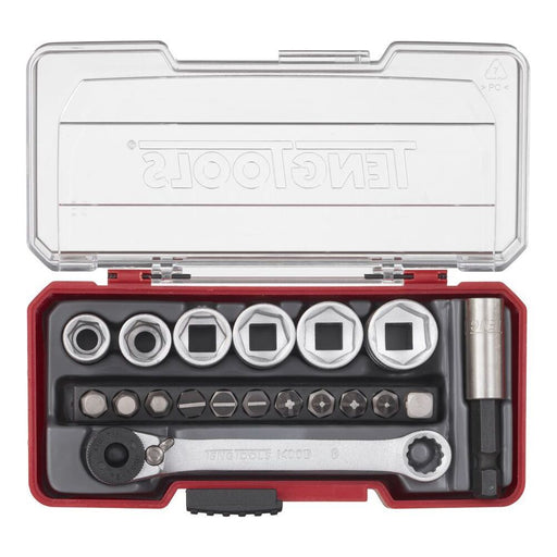 Teng Tools 1/4" Socket Set 6 pt With Belt Clip 19 Pieces Teng Tools - Dynamic Drive