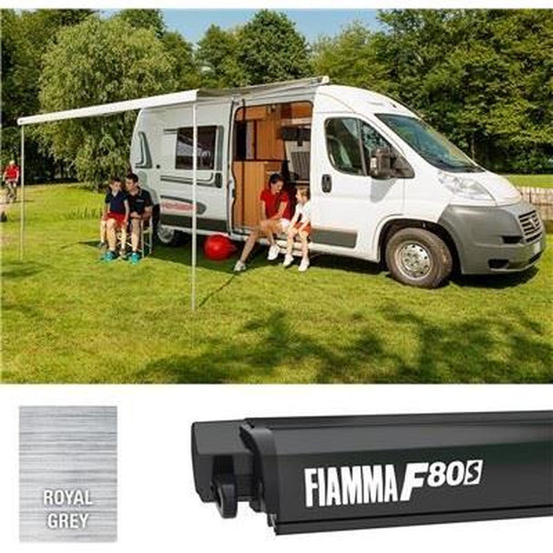 Fiamma F80S 400 Awning Deep Black Case Royal Grey Fabric Fiamma - NN4 Online