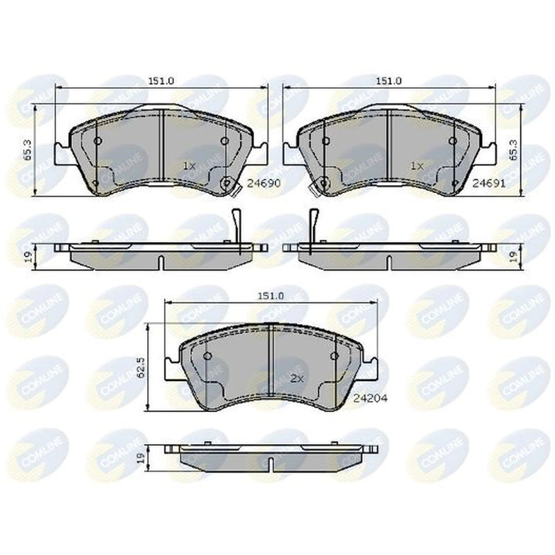 Comline 4 x Front Brake Pad Set fits Toyota Auris 2006-2012 2.0 2.2