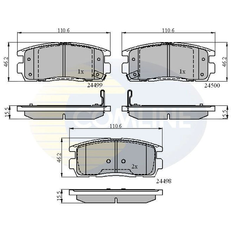 Comline Rear Brake Pad Set fits Chevrolet Captiva 2006-2018 2.0 2.2 2.4 3.0 3.2