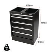 Draper BUNKER Modular Floor Cabinet, 5 Drawer, 680mm 31387 Draper - Dynamic Drive