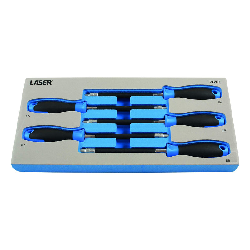 Laser E-Socket Flexi Driver Set 5pc 7616 Laser - Dynamic Drive