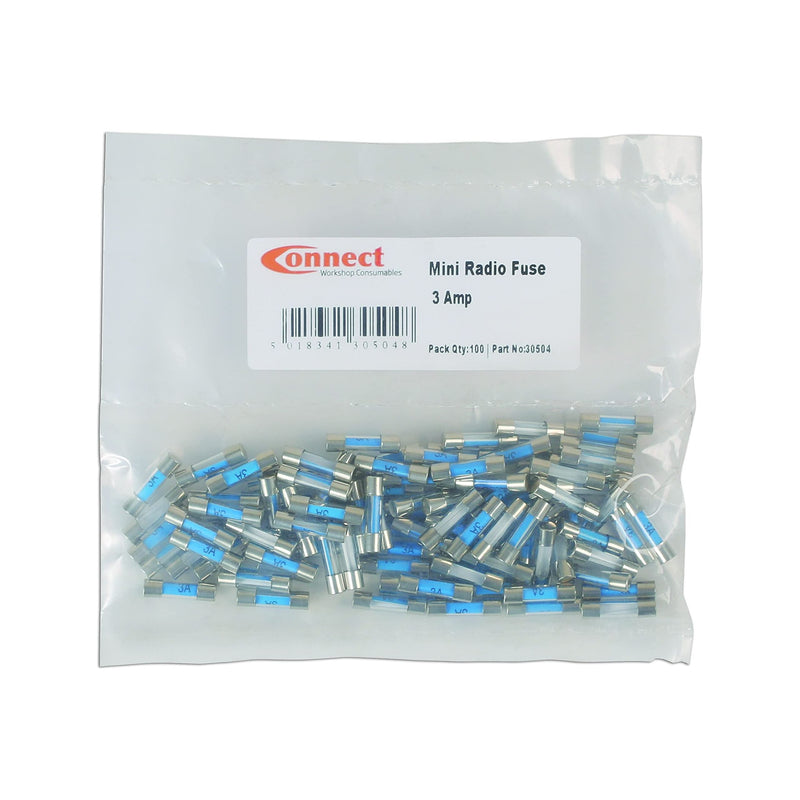 Connect Mini Glass Radio Fuses 3A, 100pc 30504 Tool Connection - Dynamic Drive
