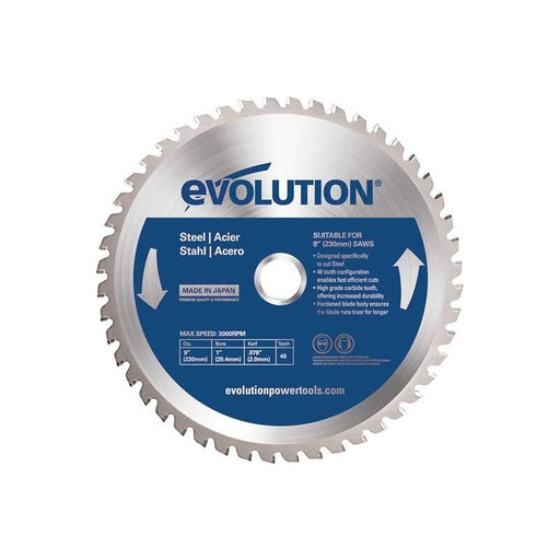 Evolution Mild Steel Cutting Circular Saw Blade 230 x 25.4mm x 48T Evolution - Dynamic Drive