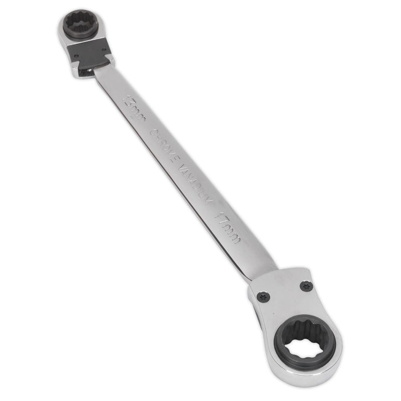 Sealey Ratchet Ring Spanner 4 in 1 Reversible Metric Chrome Vanadium Steel Sealey  - Dynamic Drive
