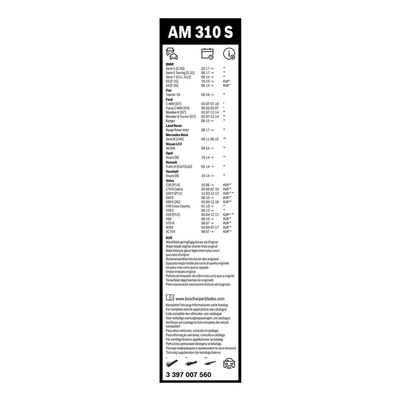Bosch Aerotwin Wiper Blade Set 650mm + 475mm — AM310S fits Alpina B5 2017-2020