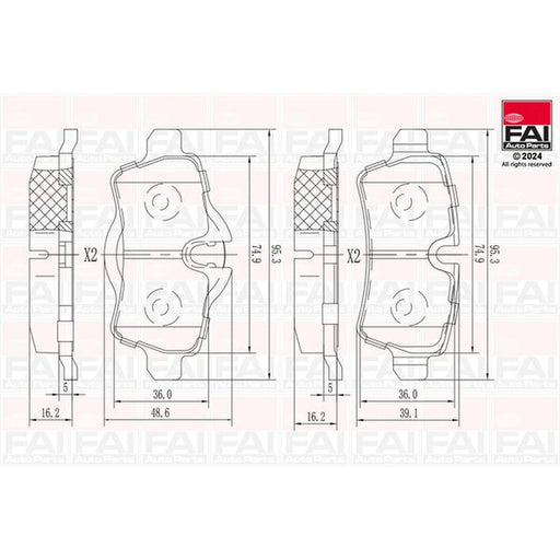 FAI Rear Brake Pad Set fits Mini Mini 2004-2015
