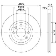 Mintex 2 x Externally Vented Front Brake Discs MDC705-x2