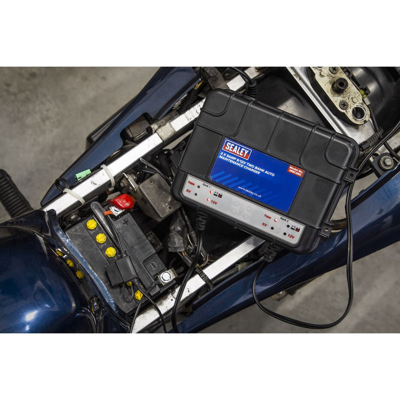 Sealey Two Bank 6/12V 10Amp (2 x 5A) Auto Maintenance Charger MBC250 Sealey  - Dynamic Drive