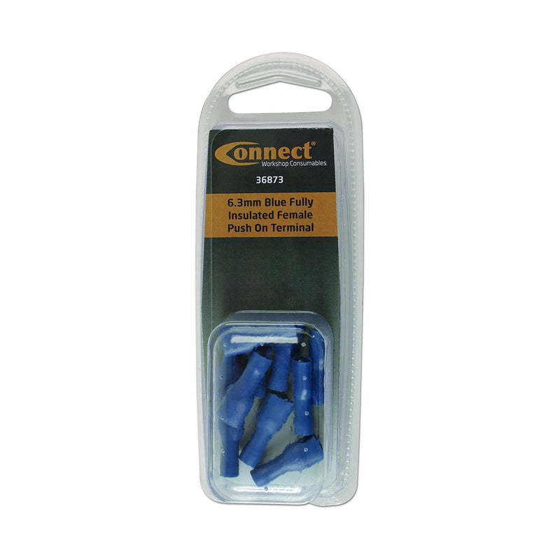 Tool Connection Blue Fully Insulated Female Push On Terminal 6.3mm 10pc 36873 Connect Workshop Consumables - Dynamic Drive