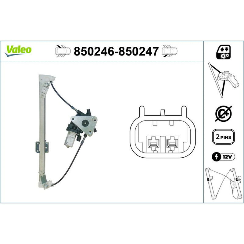 Valeo Electric Window Regulator Lifter Right Rear 850247