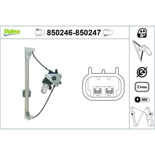 Valeo Electric Window Regulator Lifter Right Rear 850247