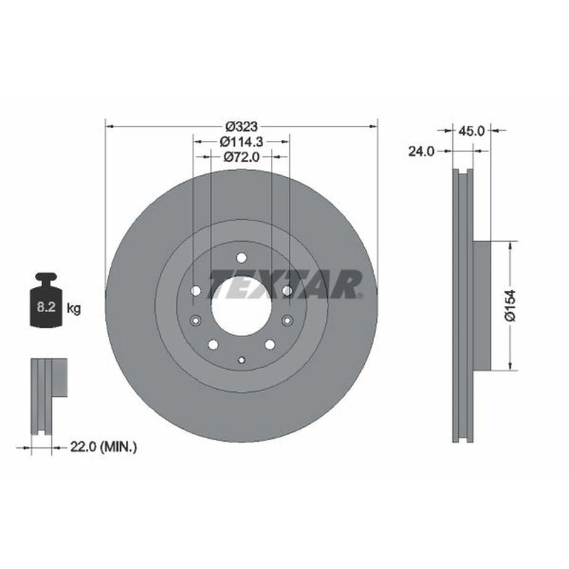 Textar 2 x Vented Front Brake Discs 92174403