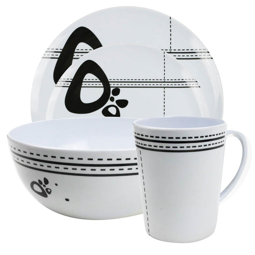 Camping Caravan Picnic Fishing Travel Melamine 16pc Dining Dinner Set - Abstract Leisurewize - Dynamic Drive