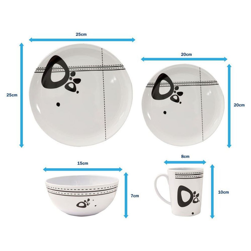 Camping Caravan Picnic Fishing Travel Melamine 16pc Dining Dinner Set - Abstract Leisurewize - Dynamic Drive