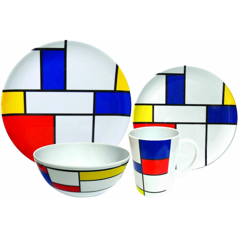 Camping Caravan Picnic Fishing Travel Melamine 16pc Dining Dinner Set - De Stijl Leisurewize - Dynamic Drive