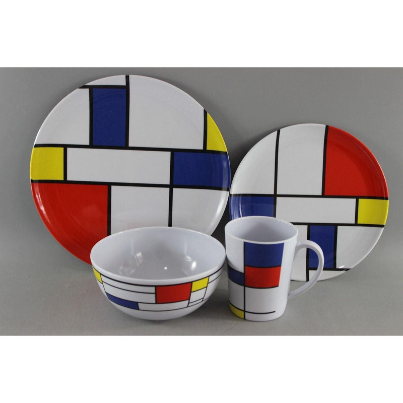 Camping Caravan Picnic Fishing Travel Melamine 16pc Dining Dinner Set - De Stijl Leisurewize - Dynamic Drive