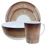 Camping Caravan Picnic Fishing Travel Melamine 16pc Dining Dinner Set - Stone Leisurewize - Dynamic Drive