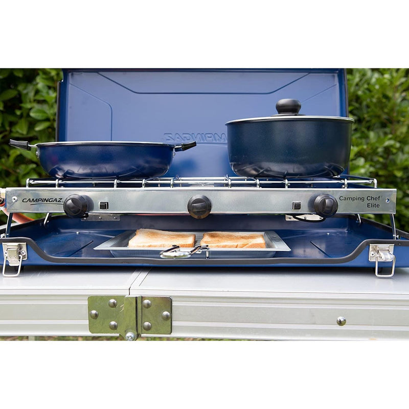 Campingaz Camping Chef Stove Folding Double Burner With Grill Campingaz - Dynamic Drive