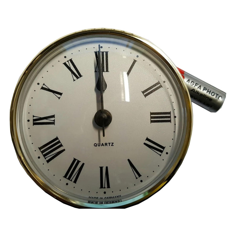 Caravan, Motorhome, Boat 72mm Brass Oval Clock White With Roman Numerals ME508 PLS - Dynamic Drive