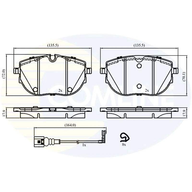 Comline Front Brake Discs & Pads fits VW Transporter 2015-2024 2.0