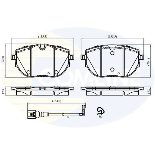 Comline 4 x Front Brake Pad Set fits VW Caravelle 2019-2024 2.0