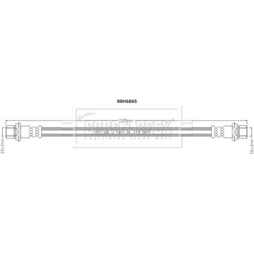 Borg & Beck Brake Hydraulic Hose Line Rear Right BBH6865