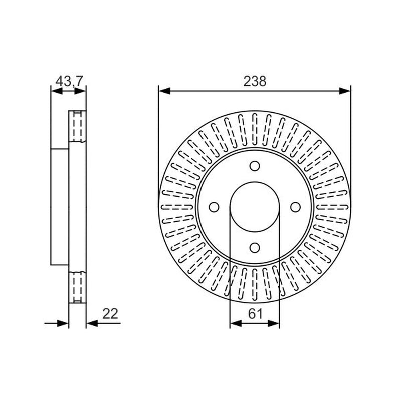Bosch 2 x Vented Brake Discs