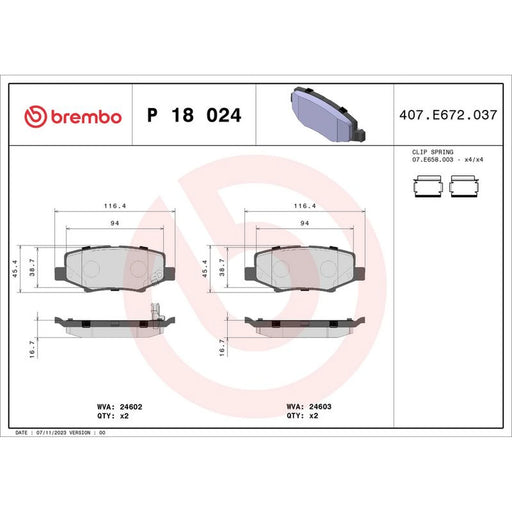 Brembo 4 x Rear Brake Pad Set fits Dodge Nitro 2006-2012 2.8 3.7 4.0