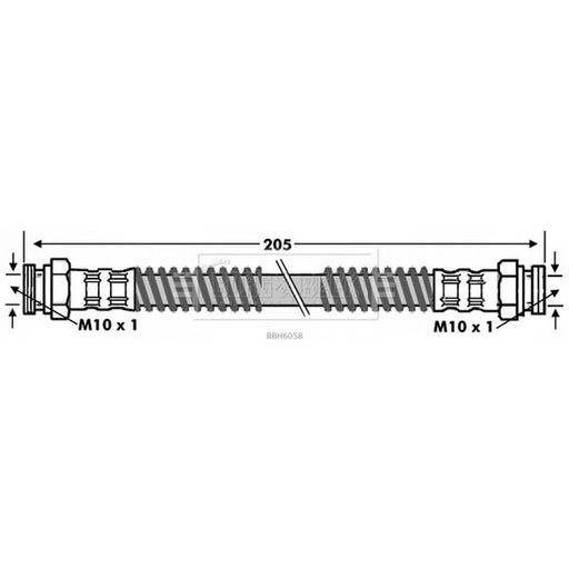 Borg & Beck Brake Hydraulic Hose Line Rear Right BBH6058