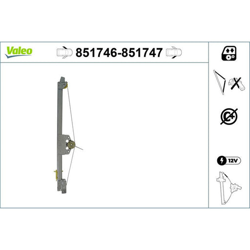 Valeo Electric Window Regulator Lifter Right Front 851747