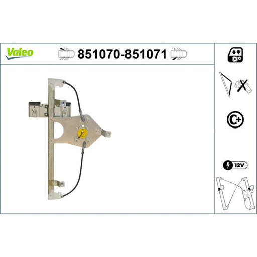 Valeo Electric Window Regulator Lifter Left Rear 851070