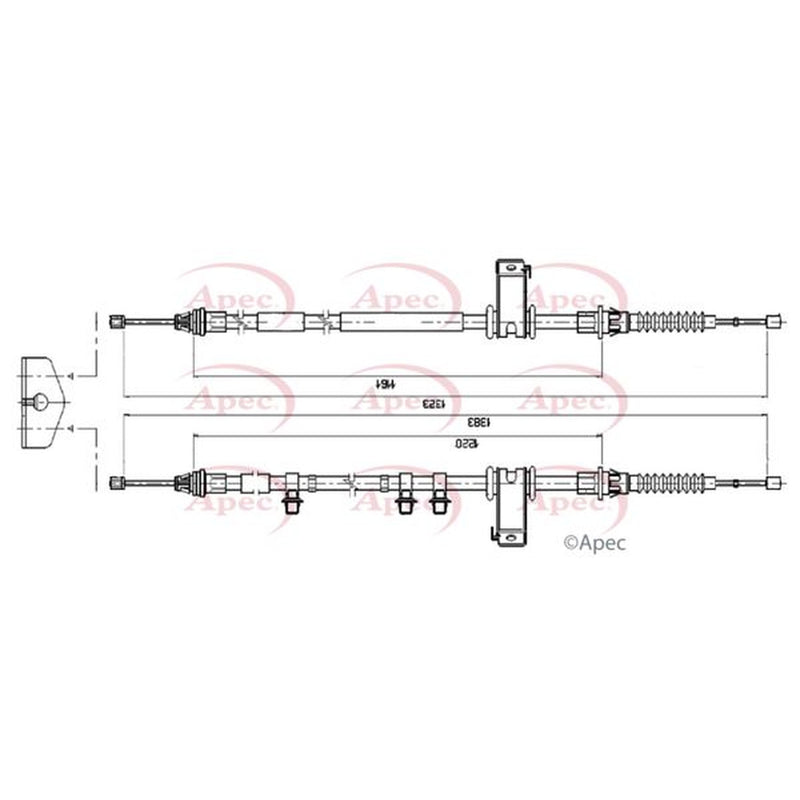 Apec Handbrake Cable Centre fits Ford Transit Courier B460 2014-2023 1.0 1.5 1.6
